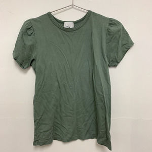 G. Label By Goop Ruffle Short Sleeve Basic T Shirt Green Womens Size Small